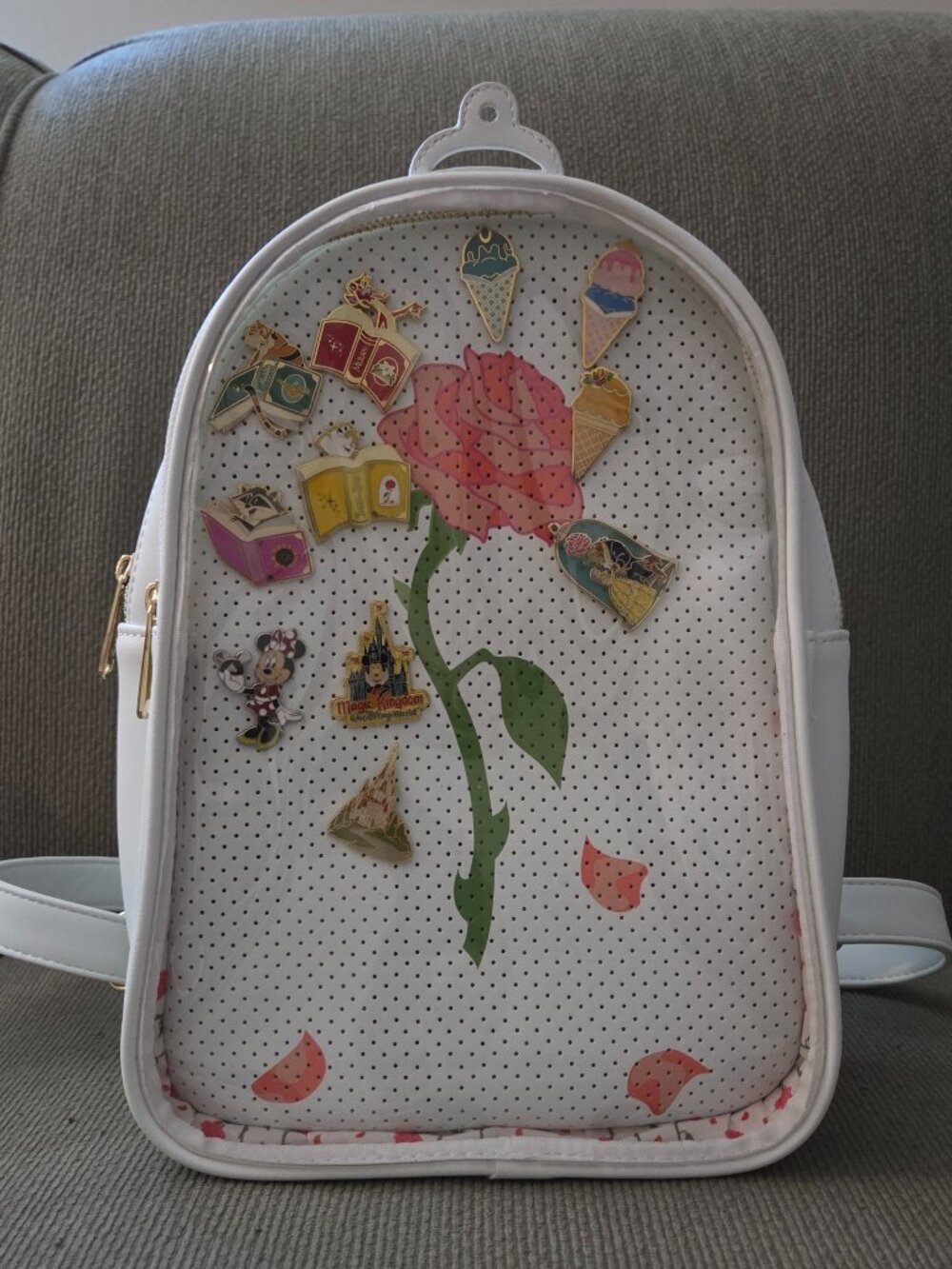 Loungefly Disney Rose Pin Collector Convertible Mini Backpack Beauty Beast